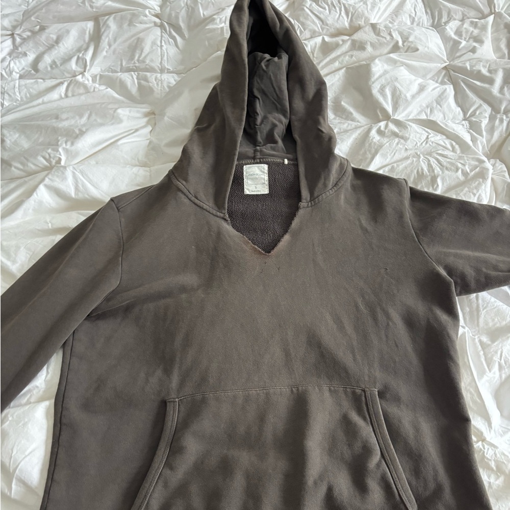 Jason Scott Distressed Dark Gray Hooded Sweatshirt